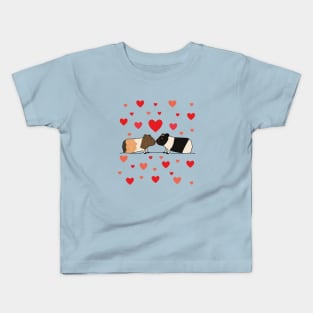 Two Kissing Guinea Pigs with Hearts Kids T-Shirt